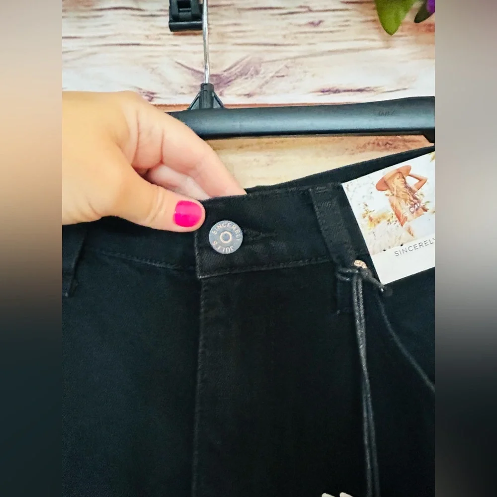 Sincerely Jules Women’s Black Front Slit Cargo Maxi Denim Skirt Size 9/28 NWT